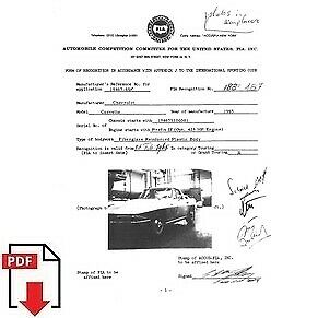1965 Chevrolet Corvette (19467) FIA homologation form PDF download